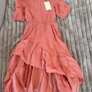 Joyfolie Mia Joy Coral Gabrielle Ruffle Dress - Salmon size 6 NWT